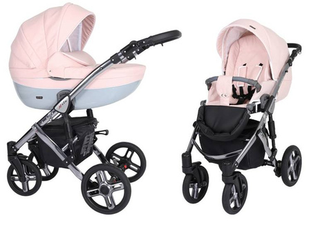 Kunert Mila Premium Wózek Głęboko-Spacerowy 2w1 Pudrowy Róż Grafitowa Rama Koła Żelowe