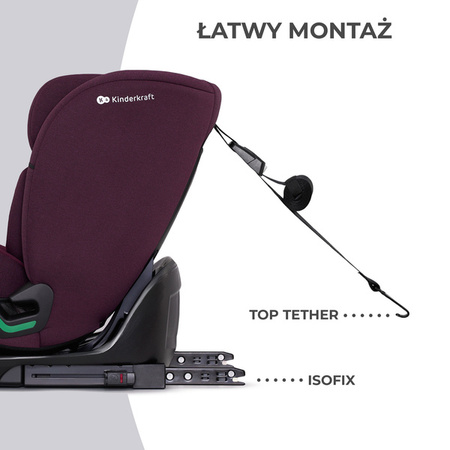 Kinderkraft Oneto 3 I-Size Fotelik Samochodowy 9-36 kg Cherry Pearl