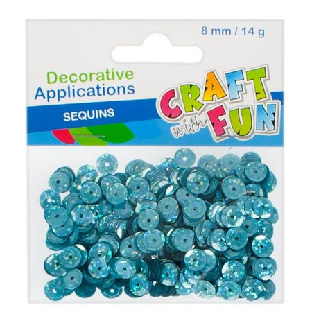 Craft With Fun Cekiny Metaliczne Okrągłe 8mm Niebieskie