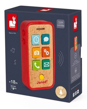 Janod Telefon Drewniany z Dźwiękami