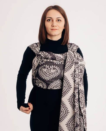 LennyLamb Żakardowa Chusta Do Noszenia Dzieci 74%Bawełna 26% Jedwab FOLKOWE SERCA NOSTALGIA rozm M