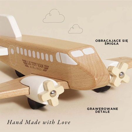 Le Toy Van Drewniany Samolot z Ruchomymi Śmigłami