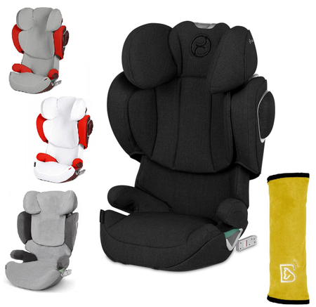 Cybex Solution Z I-Fix Fotelik Samochodowy 15-36kg Deep Black Plus + Tapicerka Letnia Wysyłka Losowo + Nakładka na Pas