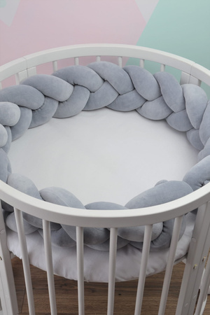 SenLove Ochraniacz do Łóżeczka Warkocz 160 cm Szary