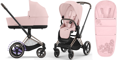 Cybex e-Priam 3.0 Wózek Głębok-Spacerowy Peach Pink + Cybex Śpiworek
