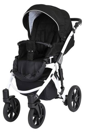 Kunert Mila Wózek Głęboko-Spacerowy 2w1 Czarny Biała Rama Koła Żelowe