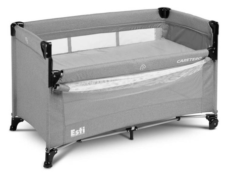 Caretero Esti Łóżeczko Turystyczne z Opuszczanym Bokiem Grey