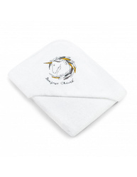 Bonjour Cherie Okrycie kąpielowe bambusowo-bawełniane z kapturkiem 100x100 biały