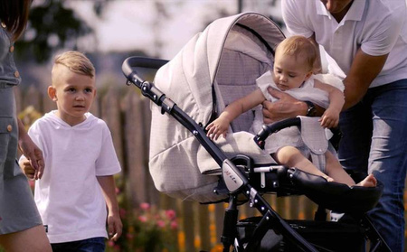 Kunert Mila Wózek Głęboko-Spacerowy 2w1 Czarny Biała Rama Koła Żelowe