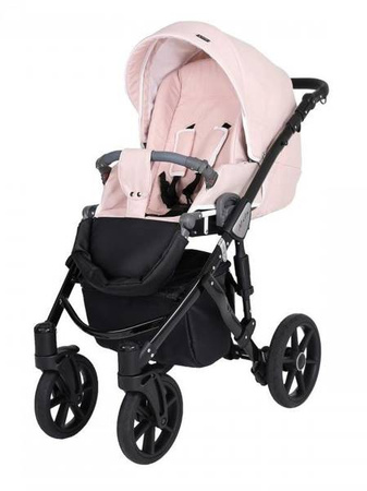 Kunert Mila Wózek Głęboko-Spacerowy 2w1 Pudrowy Róż Czarna Rama Koła Żelowe