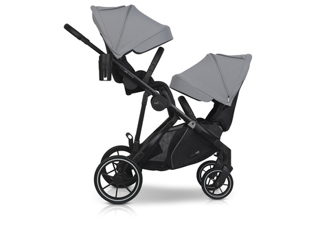 Easy Go Duoflex Wózek Głęboko-Spacerowy Bliźniaczy Rok po Roku Cloudy Gray 1 Siedzisko 1 Gondola