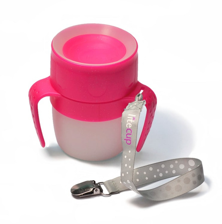 Litecup Świecący Kubeczek Niekapek z Uchwytami Różowy