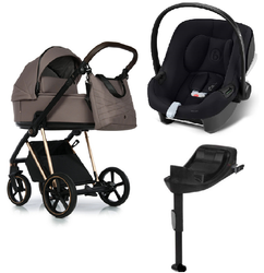 Roan Ivi 2.0 Wózek Głęboko-Spacerowy Rama Rose Gold Cocoa + Cybex Aton B2 i-Size Fotelik Samochodowy 0-13kg + Baza One Volcano Black