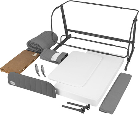 Lionelo Thomi Plus - wielofunkcyjne łóżeczko dziecięce 5w1 | Grey Concrete