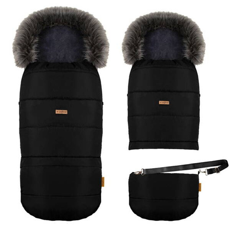 Zaffiro GrowUP 4.0 Śpiwór Do Wózka Plusz z Torbą Black