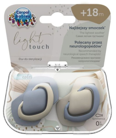 Canpol Babies Smoczek Silikonowy Symetryczny Pure Color 18m+ 2szt. 22/657_blu Blue