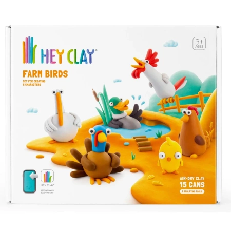 Hey Clay - Masa plastyczna Ptaki z farmy + akcesoria