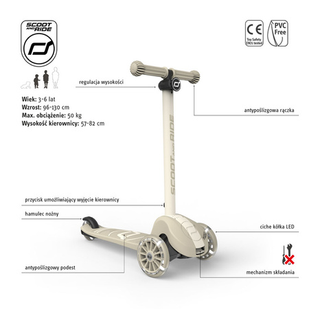 Scootandride Highwaykick 3S Hulajnoga z Systemem Sterowania 2w1 3+ Ash