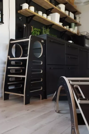 Baby Wood Kitchen Helper M Czarny