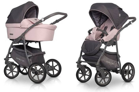 Riko Basic Pastel Wózek Głęboko-Spacerowy 2w1 Powder Pink
