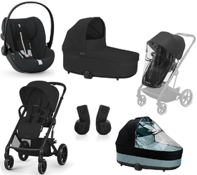 Cybex Balios S Lux 2.0 Wózek Głęboko-Spacerowy Moon Black + Cloud G I-Size Fotelik Samochodowy 0-13kg + Osłony Przeciwdeszczowe + Adaptery