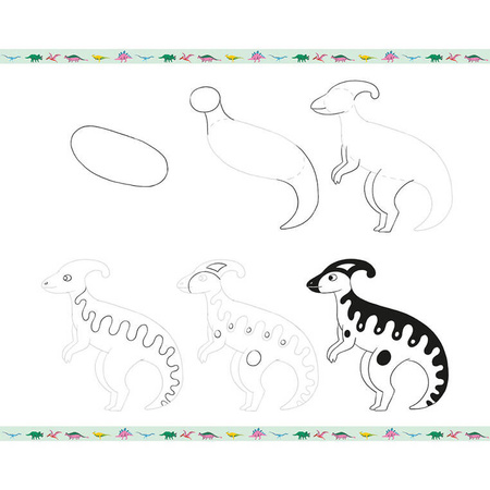 Janod Zestaw kreatywny Rysowanie krok po kroku Dinozaury 20 rysunków 7+