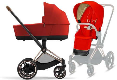 Cybex e-Priam 4.0 Wózek Głęboko-Spacerowy Rama + Tapicerka + Gondola 2w1 Autumn Gold