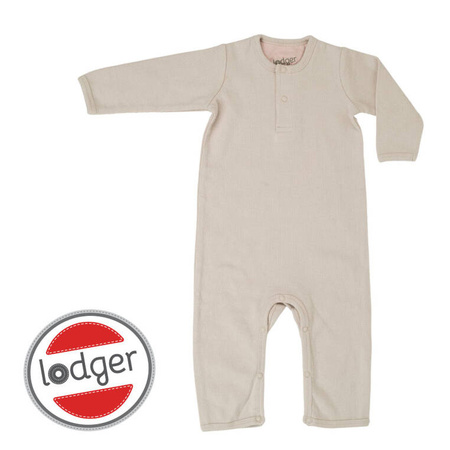Lodger Pajacyk piżamka niemowlęca bawełniana kremowa Basic Rib Birch r. 62