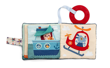 Lilliputiens Mini-książeczka wielofunkcyjna z szeleszczącą folią i gryzakiem Piesek Jules 6 m+