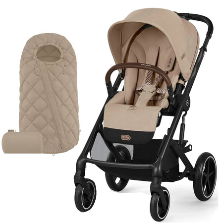 Cybex Balios S Lux 2.0 Wózek Spacerowy Almond Beige BLK + Cybex Śpiworek Snogga