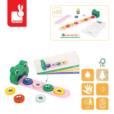 Janod Drewniana układanka logiczna Algorytmy Żaba 3+