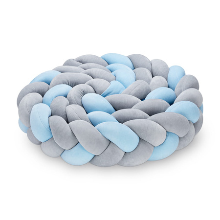 SenLove Ochraniacz do Łóżeczka Warkocz 420 Szaro-Niebieski