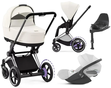 Cybex e-Priam 4.0 Wózek Głęboko-Spacerowy + Cloud T I-Size Fotelik + Baza Off White