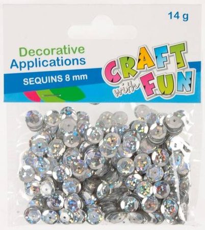 Craft With Fun Cekiny Laser Guzik 8mm Srebrne