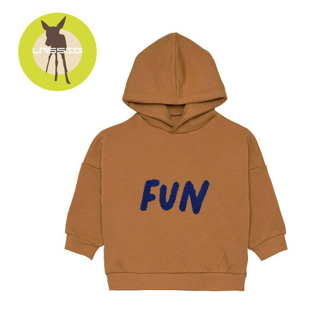 Lassig Bluza z kapturem z bawełny organicznej GOTS Little Gang Fun caramel 4-6 lat