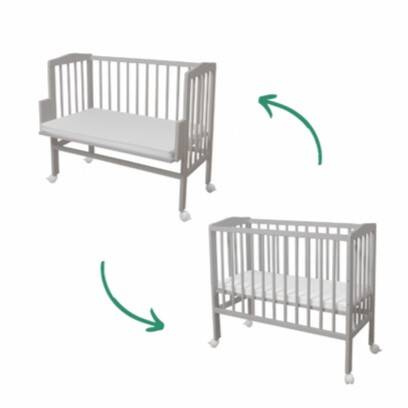 Waldin Łóżeczko Dostawne 2w1 z Materacem Białe