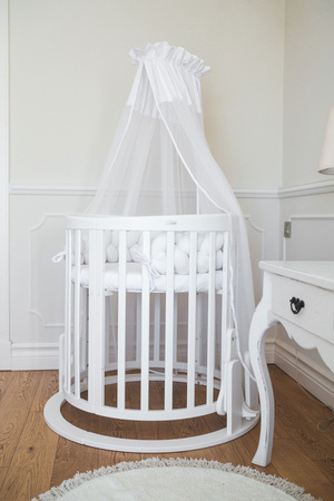 Waldin Łóżeczko Dziecięce Owalne 7w1 z Materacem Białe