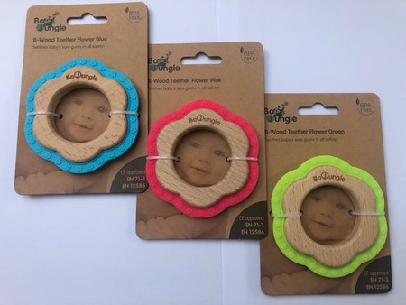 Bo Jungle Gryzak drewniano-silikonowy Flower Pink
