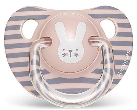 Suavinex Smoczek anatomiczny silikonowy Premium 6-18m Królik Hygge Baby Różowy