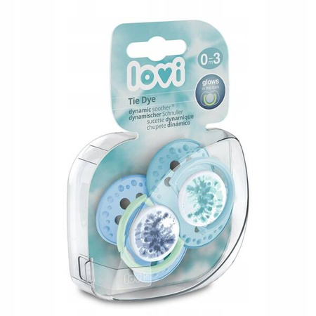 Lovi Smoczek Silikonowy Dynamiczny 18m+ 2 szt Tie Dye Blue 22/920boy