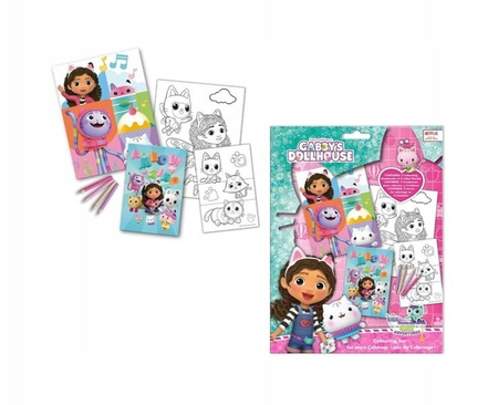 Kids Euroswan Zestaw kreatywny, kolorowanka, naklejki, kredki - Koci Domek Gabi