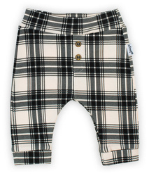 Nicol Spodnie Bawełniane Dla Chłopca W Kratę Beż - Czarny Rozmiar 56