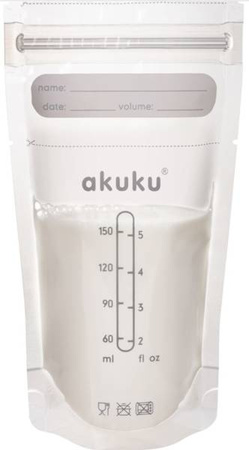 Akuku Sterylne Woreczki do Przechowywania Pokarmu 150 ml 30 szt