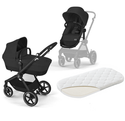 Cybex Eos Basic 2w1 Wózek Głęboko-Spacerowy Rama Czarna Moon Black + Materac do Gondoli