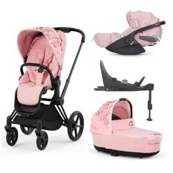 Cybex Priam 4.0 Wózek Głęboko-Spacerowy + Fotelik Samochodowy Cloud T 0-13kg + Baza T Pale Blush Simply Flowers