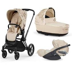 Cybex Priam 4.0 Wózek Głęboko-Spacerowy + Fotelik Samochodowy Cloud T 0-13kg Nude Beige Simply Flowers