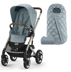 Cybex Talos S Lux Wózek Spacerowy Rama Taupe Stormy Blue + Śpiworek Snogga