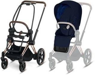 Cybex e-Priam 3.0 Rama ze Stelażem Siedziska + Tapicerka Wózek Spacerowy Midnight Blue Plus