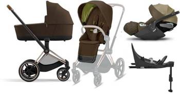 Cybex e-Priam 3.0 Wózek Głęboko-Spacerowy + Cloud Z2 Fotelik Samochodowy 0-13 kg + Baza Isofix Z2 Zestaw 4w1 Khaki Brown