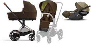 Cybex e-Priam 3.0 Wózek Głęboko-Spacerowy + Cloud Z2 Fotelik Samochodowy 0-13 kg Zestaw 3w1 Khaki Brown